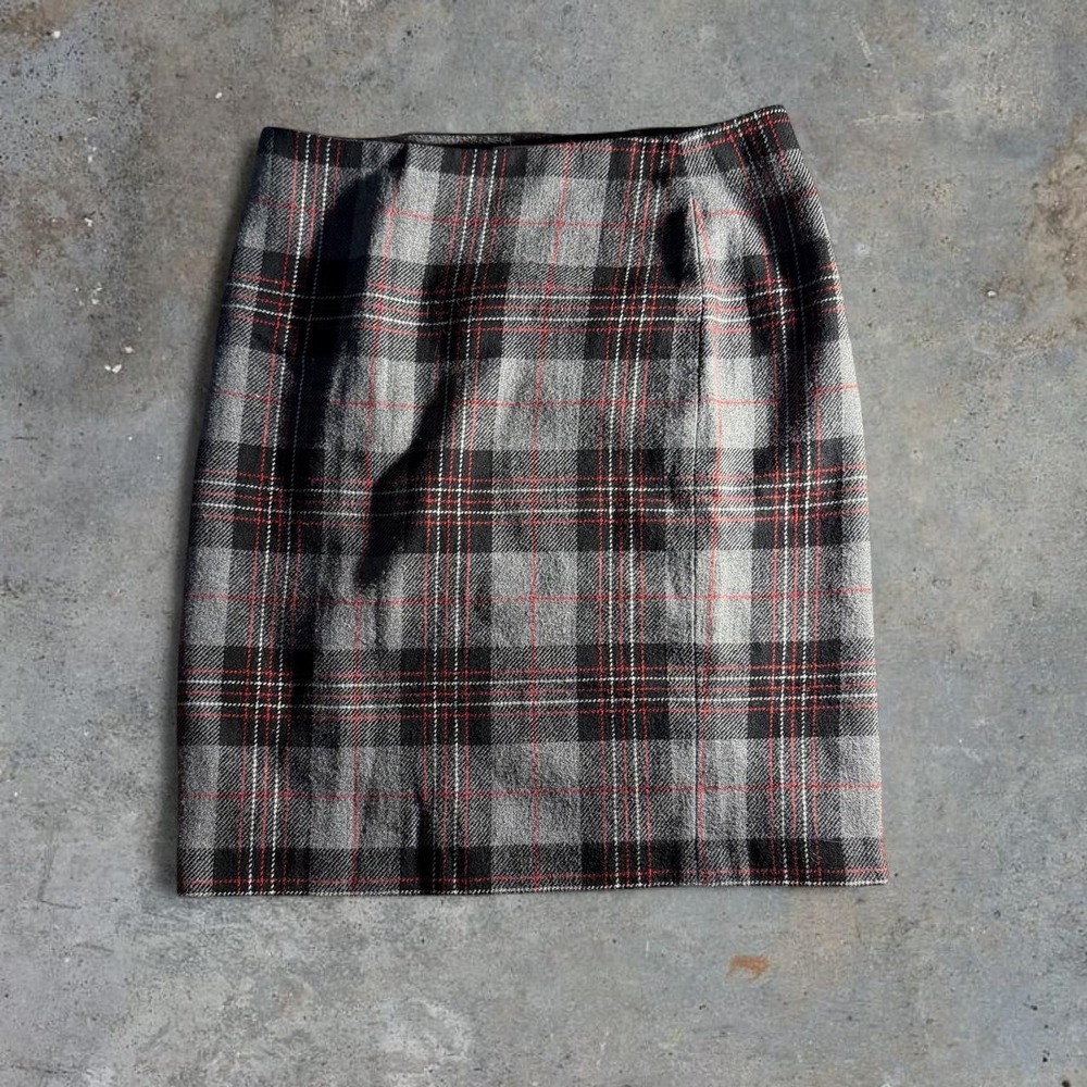 Talbots Gray Plaid Wool Blend Pencil Skirt Womens Size 6 Preppy Office Career